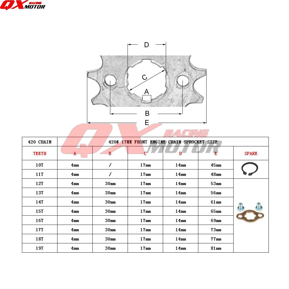 420 420H Chain 17mm 10 -19 Teeth Front Engine Sprockets For Taotao Kayo BSE Xmotos Apollo SSR 110 125cc Dirt Pit Bike ATV Quad