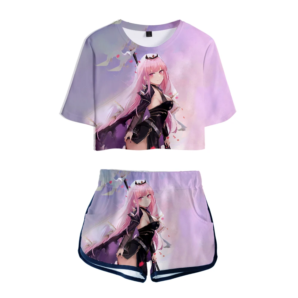 HOLOLIVE VTuber Mori Calliope 3D Summer unisex Sets Sexy Short Tops+shorts Elastic Waist Suit Vitality Kawaii Two Piece Sets