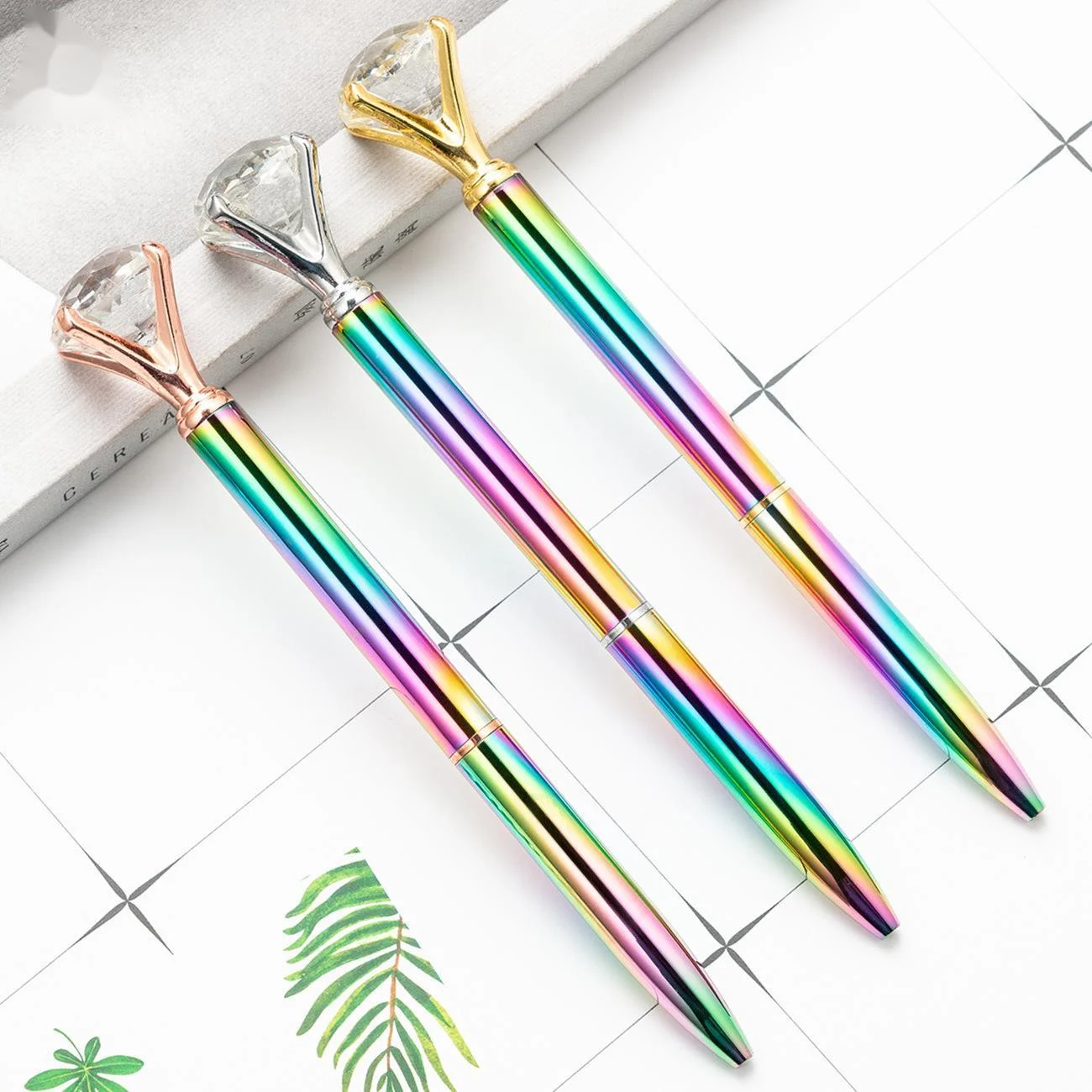 Ellen Brook 1 PCS Roller School Office Supply Wedding Stationery Crystal Diamond Gradient Metal Luxury Spinning Ballpoint Pen