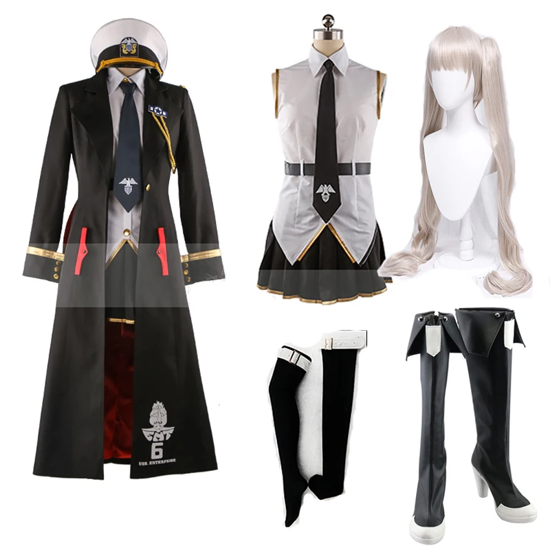 

Game Azur Lane Enterprise B Cosplay Costume Azur Lane Role Play Uniform Custom Made Full Set Halloween Party Wig Shoes