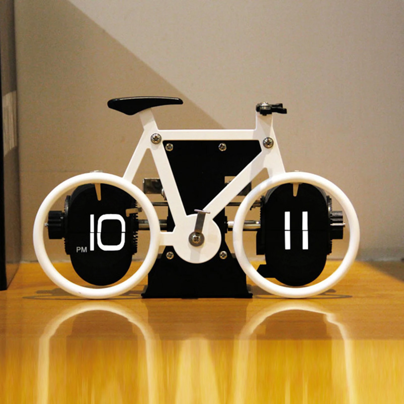 Flip Clock Bicycle Shaped Retro Flip Down Clock 12 Hour AM/PM Show Big Number Clock for HomeOffice Decor E2S