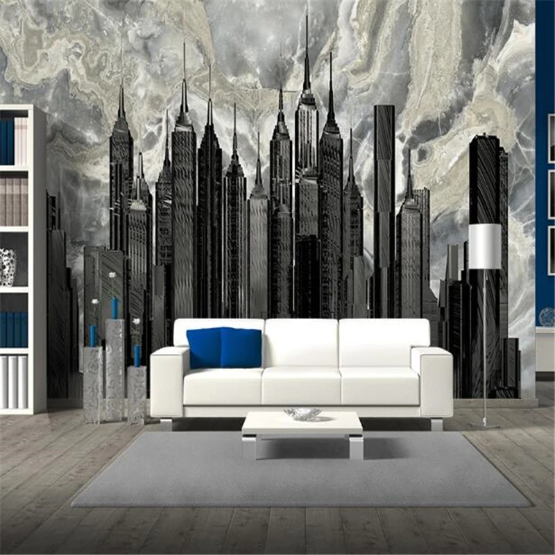 

mural papel de parede Custom wallpaper Hand-painted high-rise buildings background wall decorative painting papel tapiz