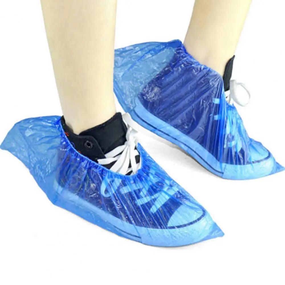 100Pcs Non-Slip Plastic Disposable Shoe Covers Cleaning Protective Overshoes for Hotel