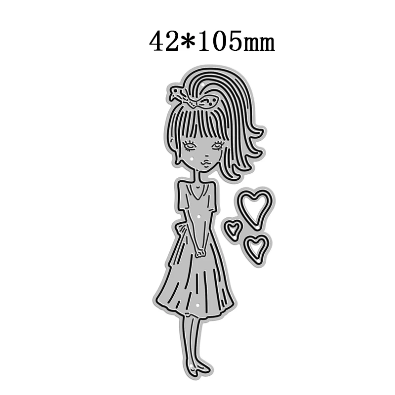 2021 New Young Pretty Girl Hearts Metal Cutting Dies for Scrapbooking Paper Craft and Card Making Embossing Decor No Stamps