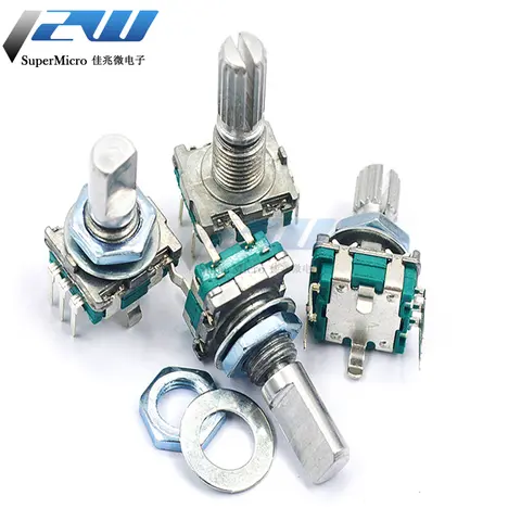 5 개/몫 20 위치 360 학위 로터리 엔코더 EC11 w 푸시 버튼 5Pin 핸들 긴 15/20MM 푸시 버튼 스위치 내장