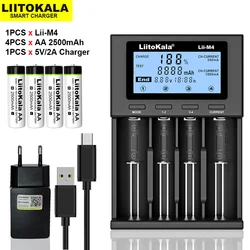 Nowa inteligentna ładowarka Lii-M4 18650 bateria litowo-jonowa LiitoKala pojemność testowa + 4 sztuki AA 1.2V NiMH 2500mAh akumulatory