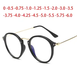 -1 -1.5 -2 -2.5 -3 -3.5 -4 -4.5 -5.0 -5.5 -6.0 Classic Small Round Myopia Glasses With Degree Women Men Black Glasses Frame
