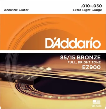 D'Addario EZ900 Grandes cuerdas de guitarra acústica extra ligeras de bronce americano 010-050