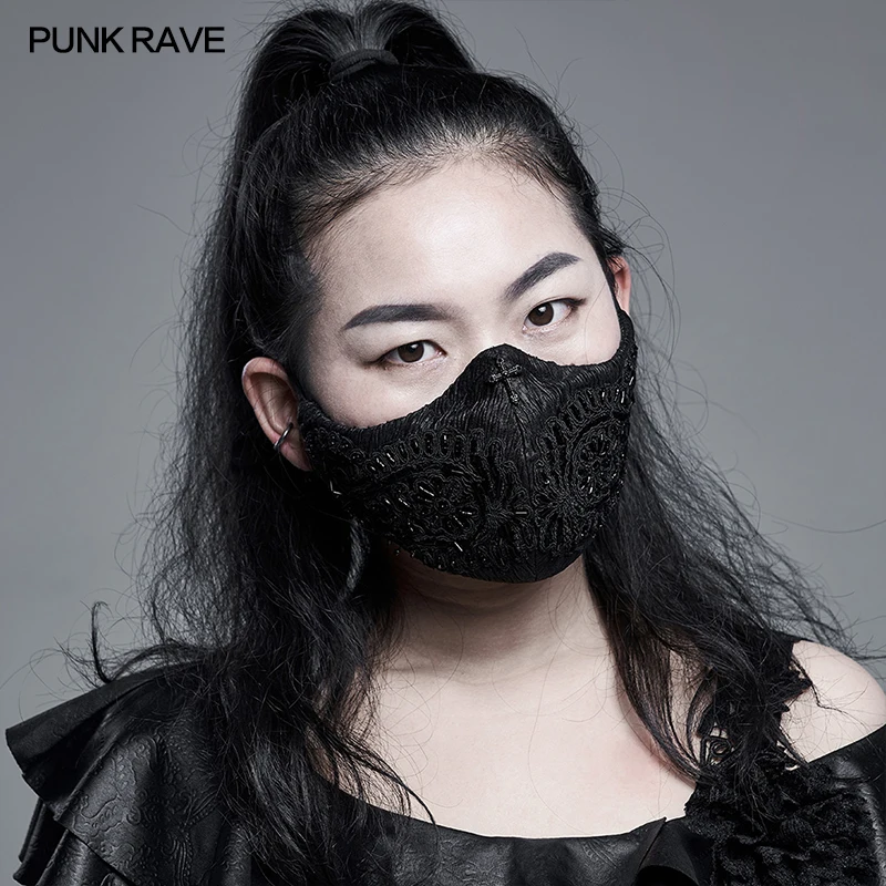 PUNK RAVE Uomo Donna Gotico Splendido stile reale Maschera Uso laterale interno Maglia morbida lavorata a maglia Accessori per club Copribocca per adulti