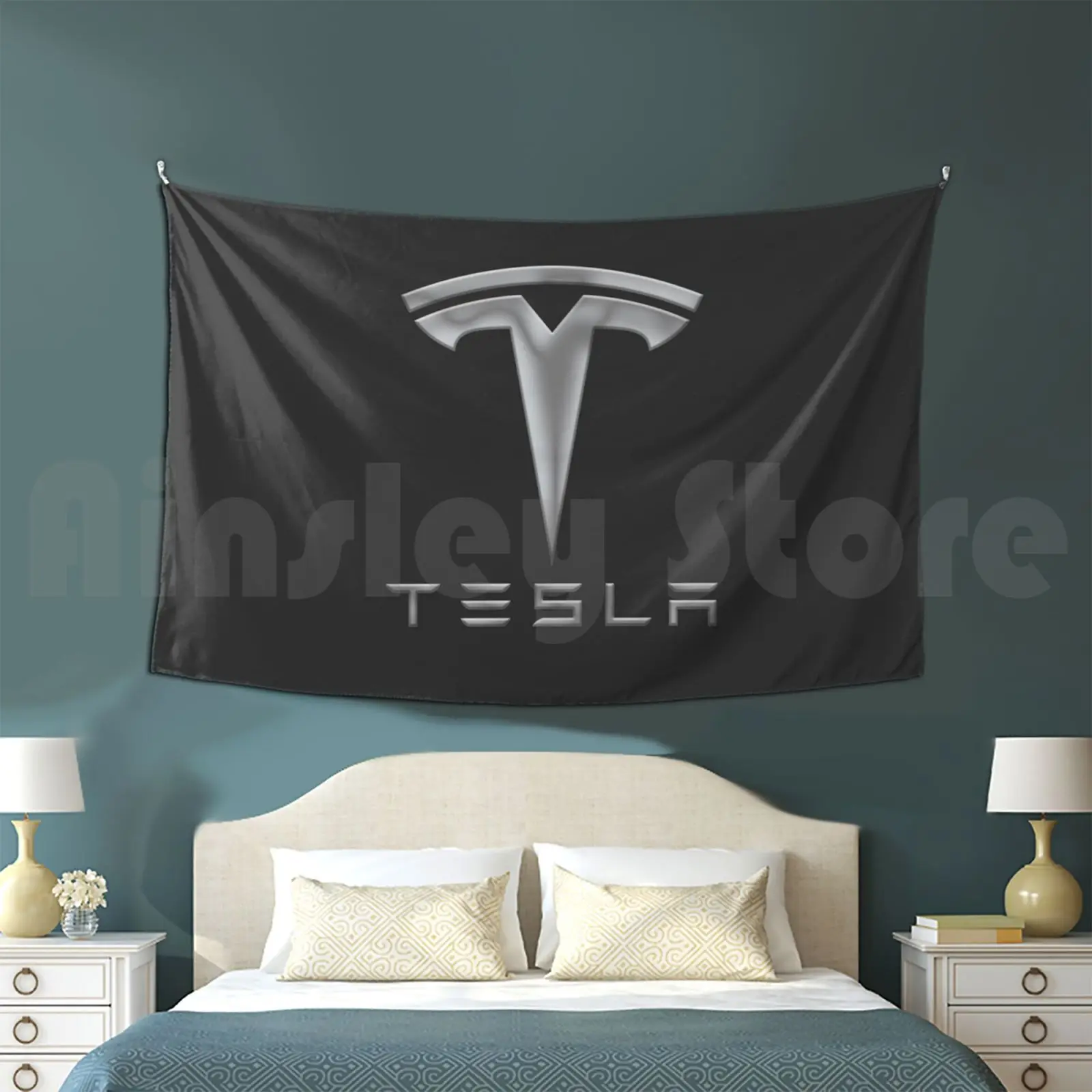 Tesla Tapestry Living Room Bedroom Tesla Space Elon Musk Spacex Musk Elon Science Space X Smoke Weed Blunt Engineering