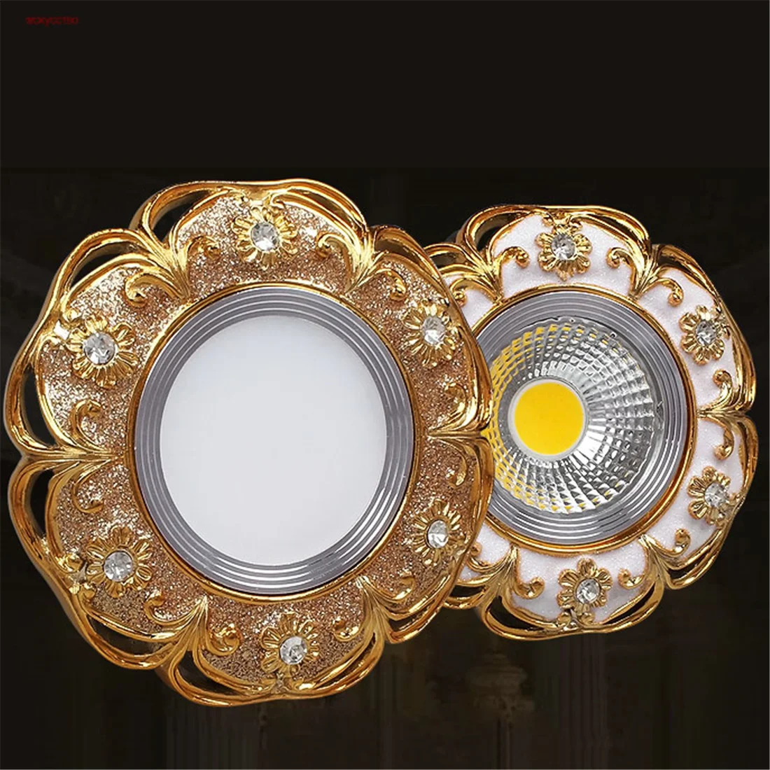 

Nordic Luxury Gold White Inlaid Crystal Resin Led Downlight 3W 5W 220V 8Cm Hole Corridor Bathroom Restaurant Spot Recessed Lamp