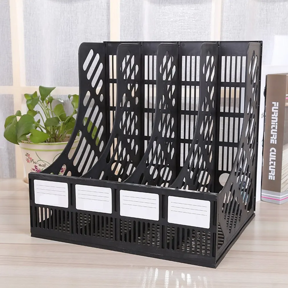 File Pemegang Dokumen Tray 4-Grid Desktop Penyimpanan File Organizer Mesh File Rak Desktop File Rak Buku Pemegang Kantor perlengkapan