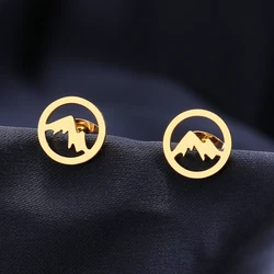 Stainless Steel Earrings Contour Mountain Fashion Stud Earrings Classic Simple Earrings For Women 2022 Jewelry Wedding Party NEW