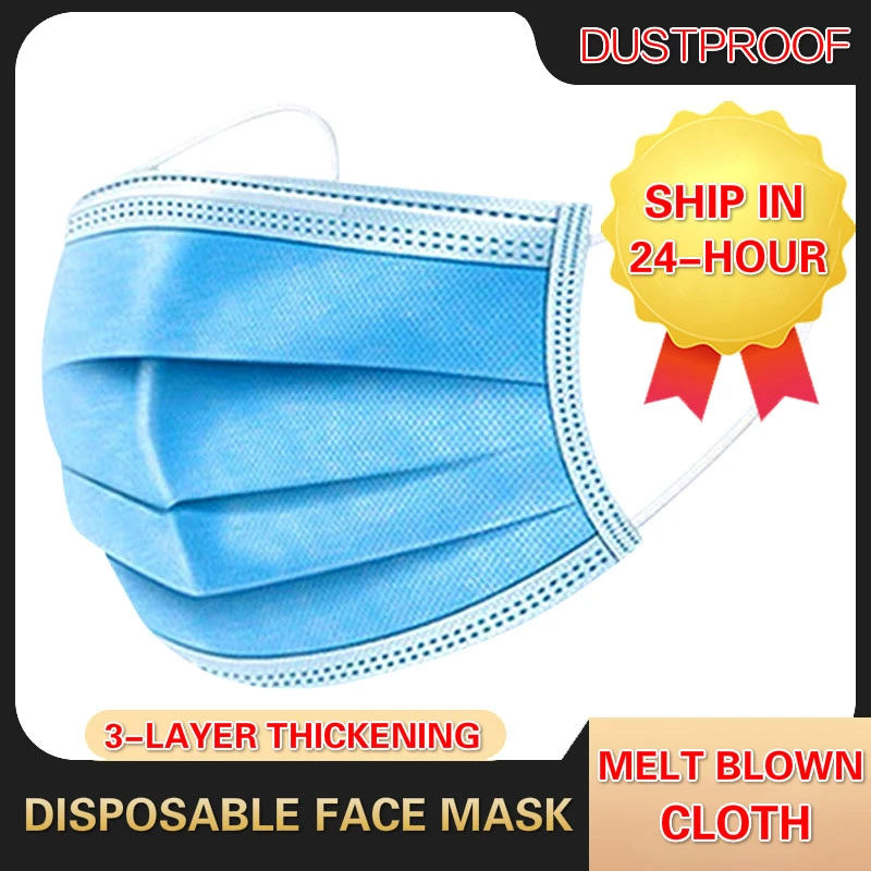 10/50/100pcs Face Mask Disposable 3 Ply Mouth Mask Filter Non-wove Breathable Anti pollution dust Mondmasker Protective Masks