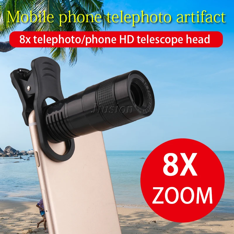 Universal Phone Telephoto Lens 8X Zoom Telescope Anamorphic Lentes Fish Eye Wide Angle Macro Lens Fit For All Iphone Smartphone