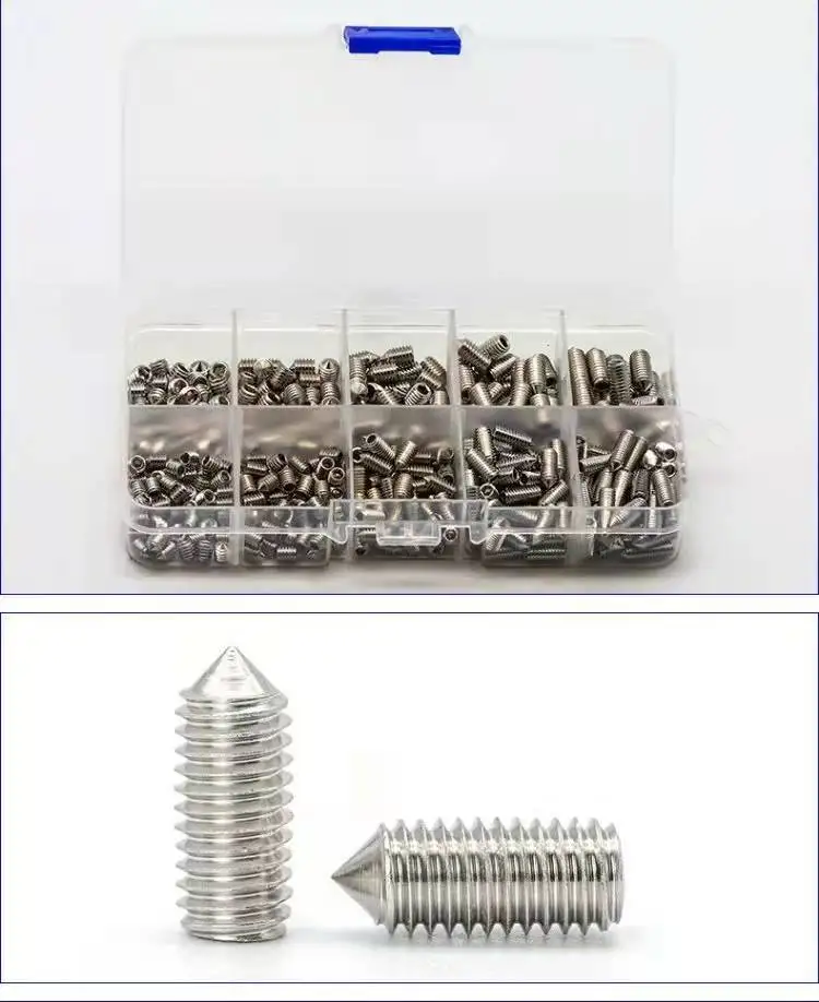 

382/667pcs Hex hexagon socket cone point set screw assortment kit M2 M2.5 M3 M4 M5 M6 M8 stainless steel grub screw with hex key