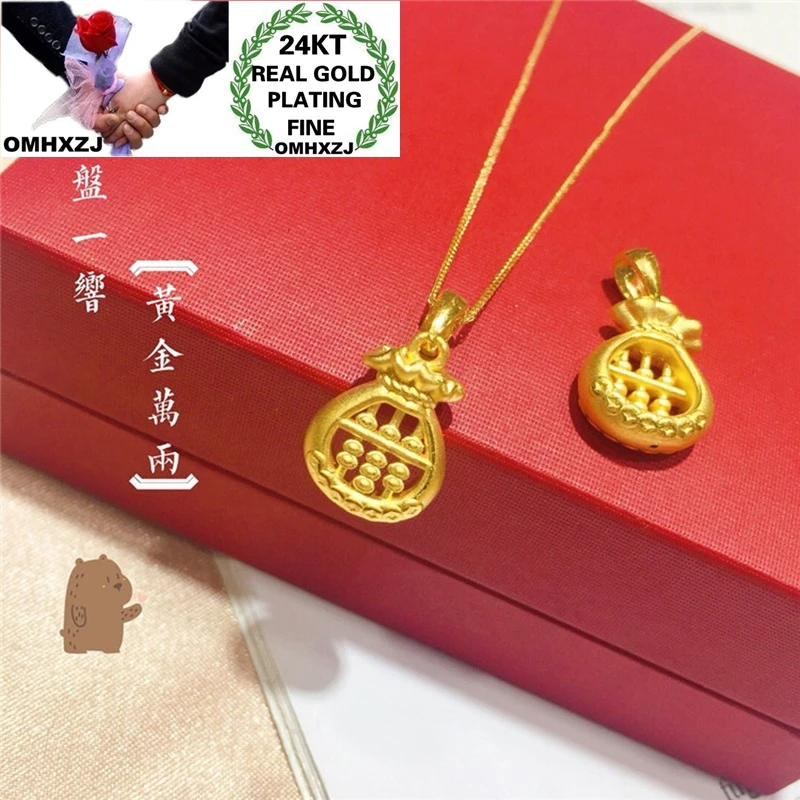 OMHXZJ NA289 Jewelry Wholesale European Fashion Hot Fine Woman Man Party Birthday Wedding Gift Abacus 24KT Gold Pendant Necklace