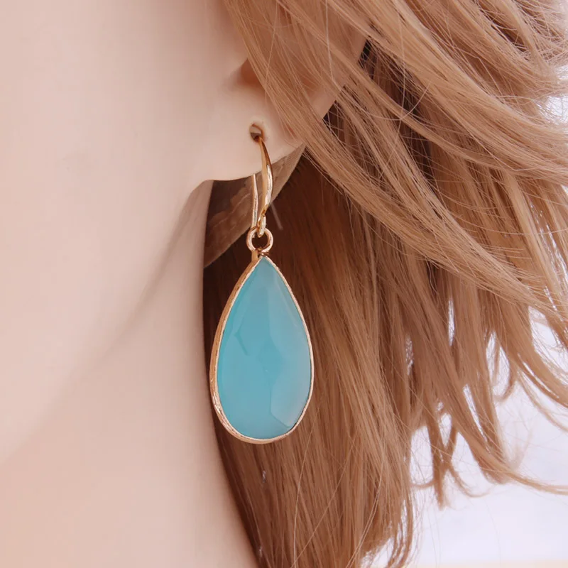 Drop Earrings Bohemia Crystal Earrings for Woman Natural Copper Brand Fashion Stone Long Earrings