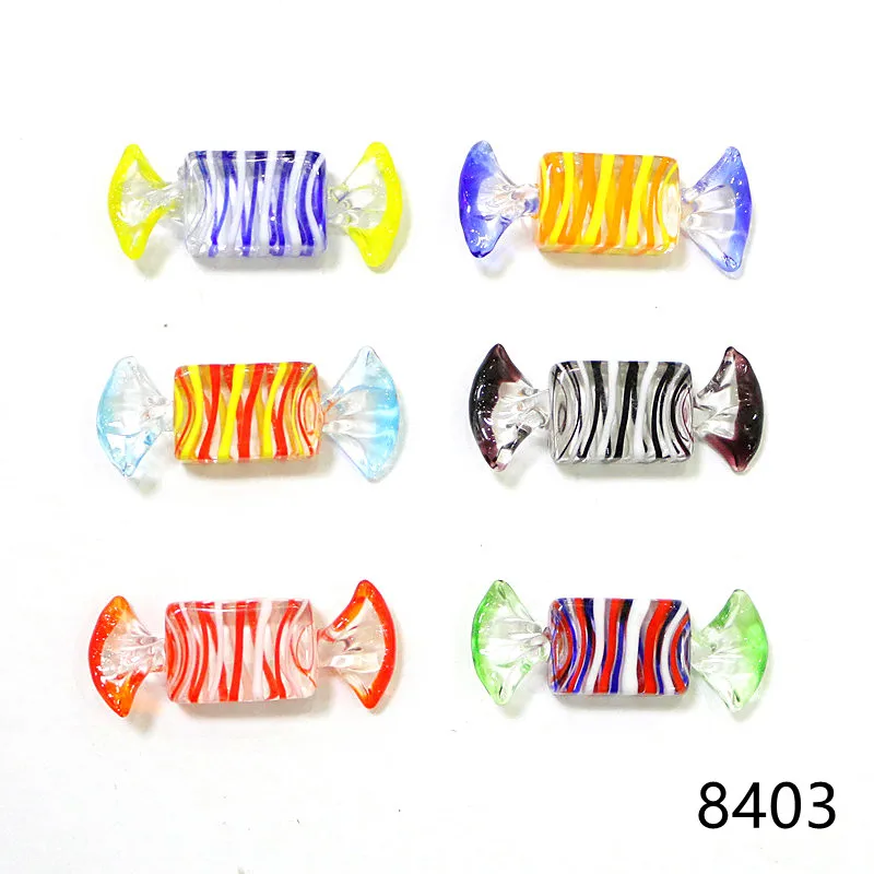 6pcs Colorful Vintage Murano Glass Candy Craft Ornaments For Home Table Favors Wedding Party Gift New Year Christmas Decorations