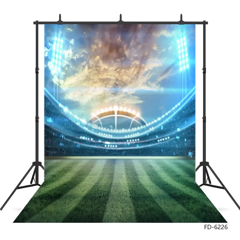 Football Field Spectator Seats Light Photography Backdrop Custom Backgrounds Photo Studio for Children Baby Sport Photoshoot