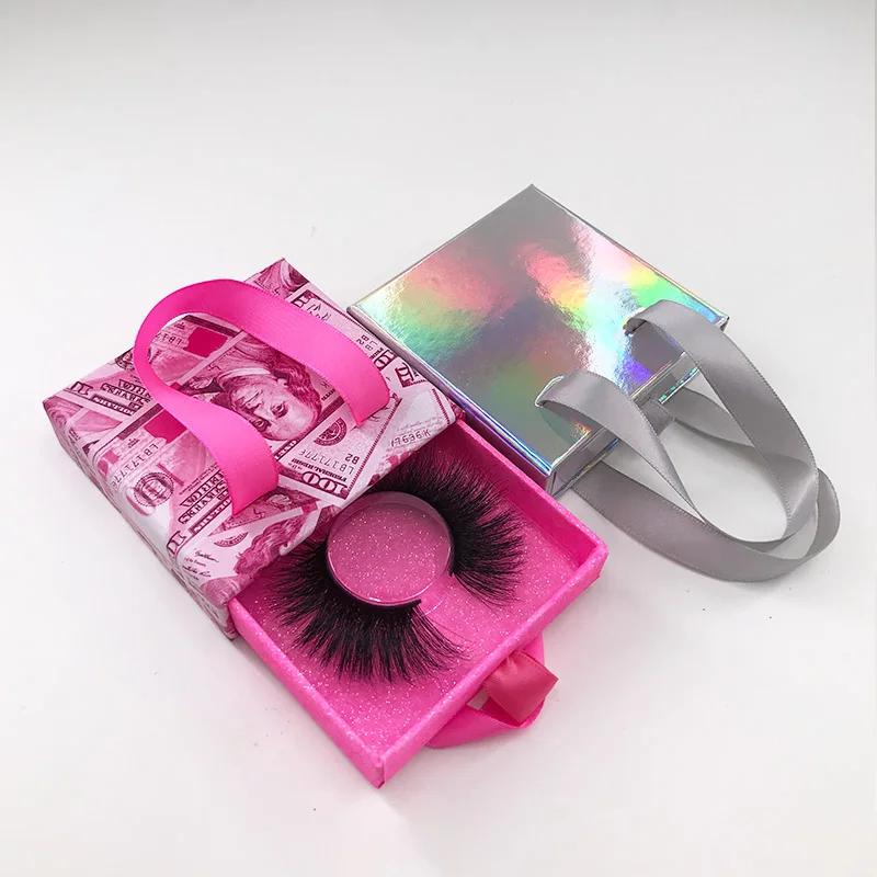 Wholesale Lash Boxes Packaging Eyelash Box Package Custom Pink Dollars Magnetic Square  Lash Case with Clear Tray