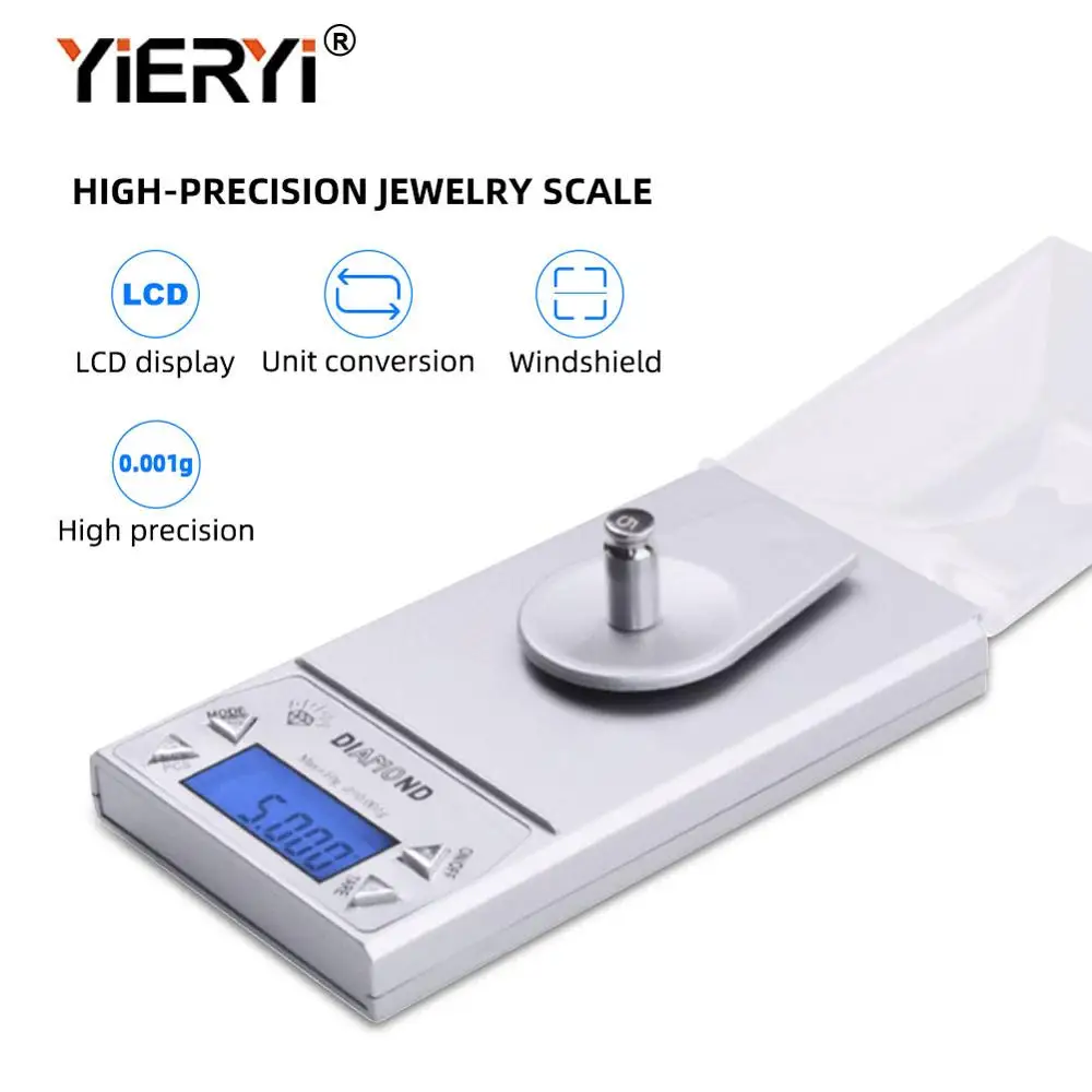 yieryi New Brand 0.001/ 10g 0.001g-10g LCD Digital Jewelry Diamond Pocket Waage Scale Gem Weight Arrive