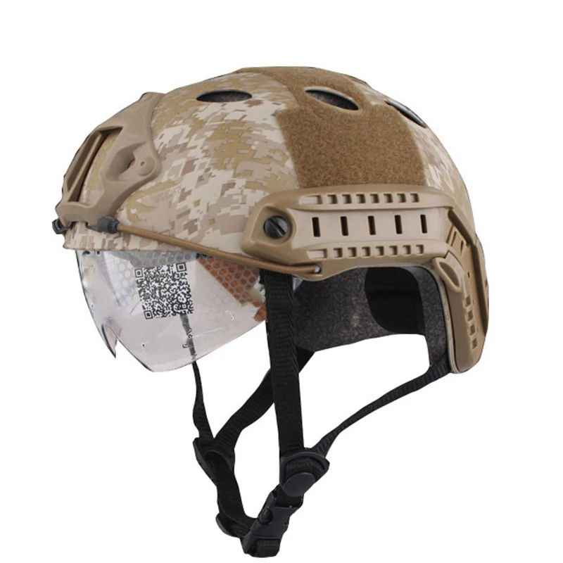 Tactical Lightweight Fast Helmet Cover with Glass Goggles Outdoor Hunting Protective Painball CS Riding Fast Jumping Helmet