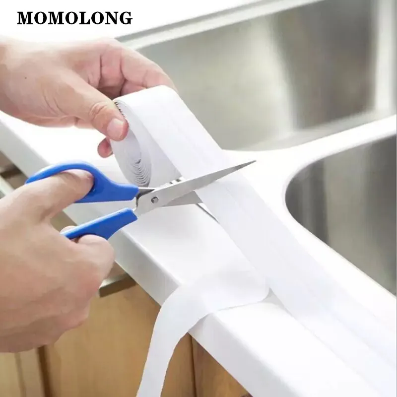 White 3.2mx38mm PVC Self Adhesive Sealing Strip Tape for Bathroom Kitchen Sink Bath Waterproof Wall