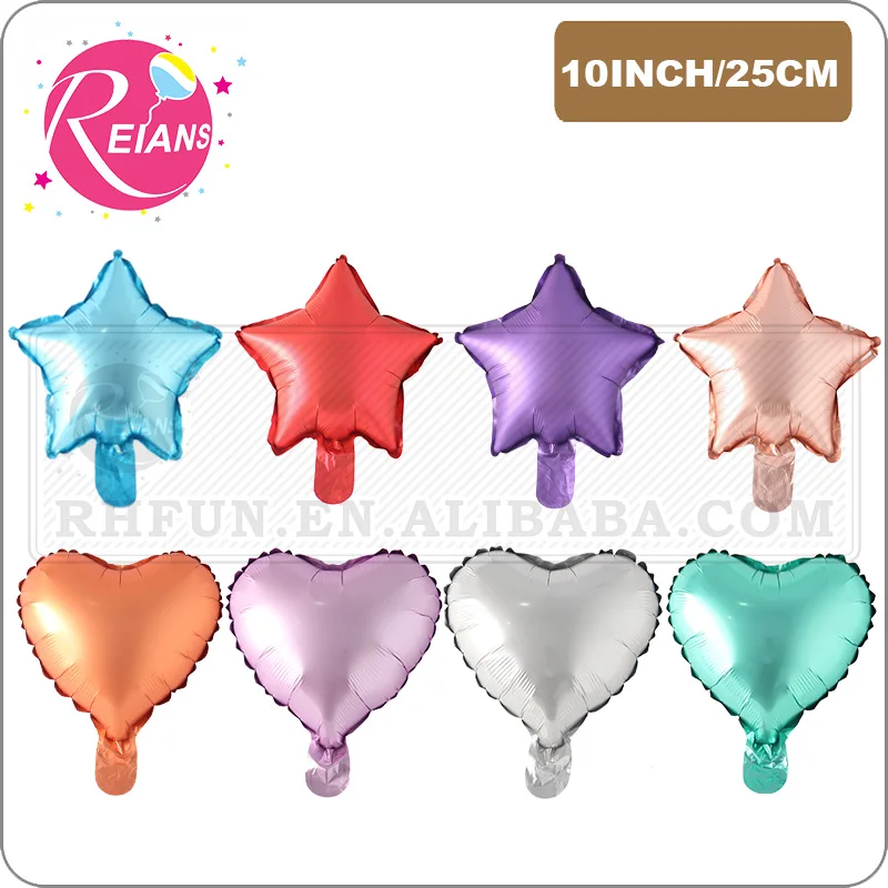 10 inch Foil Rose Gold Star Matt Metallic Balloon Wedding Decor Birthday Party Balloon Metal Heart Round Star Helium Air Baloon