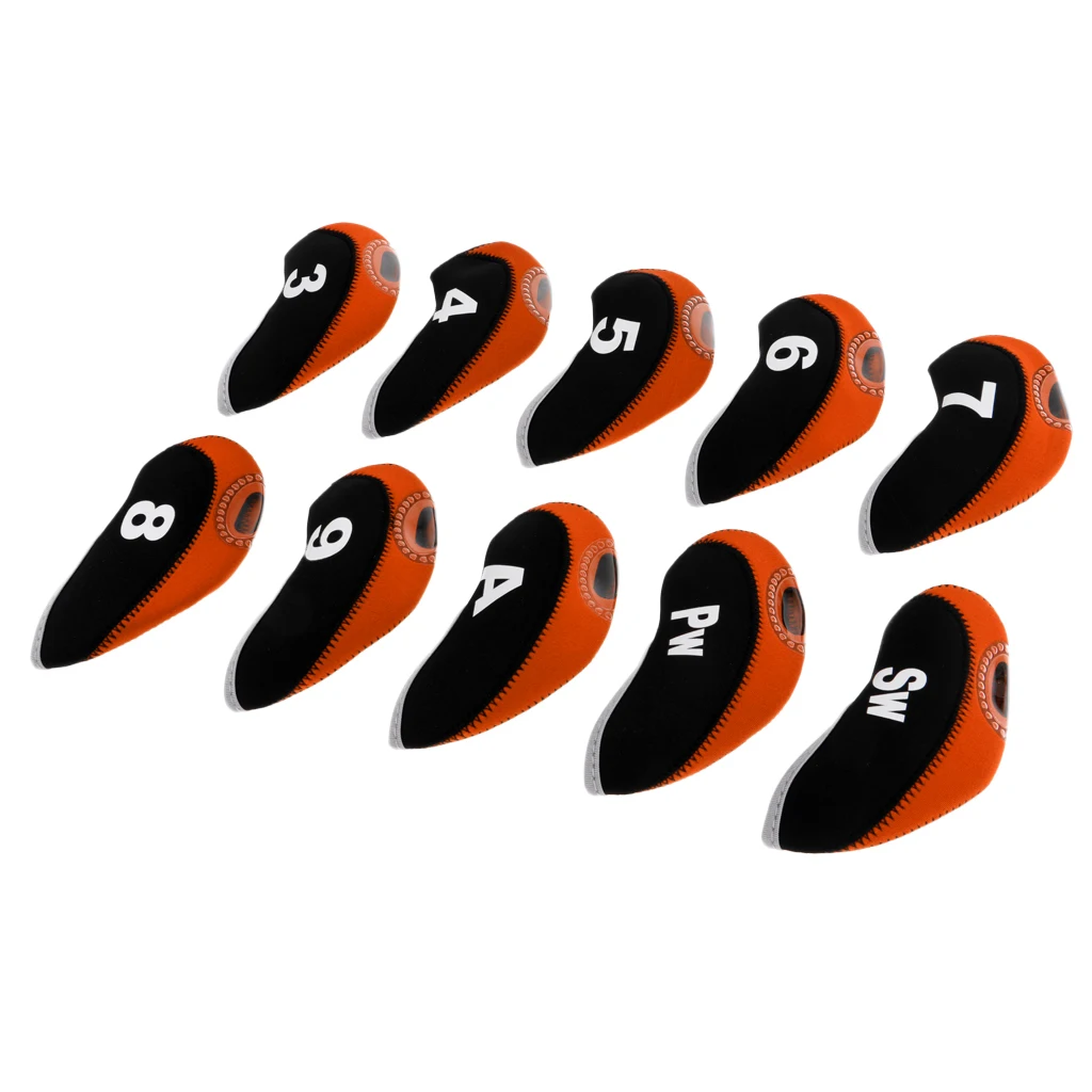 10pcs/pack Golf Club head Wedge Iron Cover Golf Head Covers Protective Set Dirtproof Durable