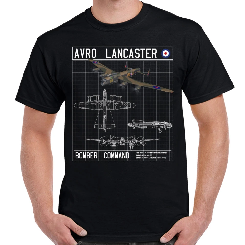 

Lancaster Bomber Command Schematic T-Shirt. Summer Cotton Short Sleeve O-Neck Mens T Shirt New S-3XL