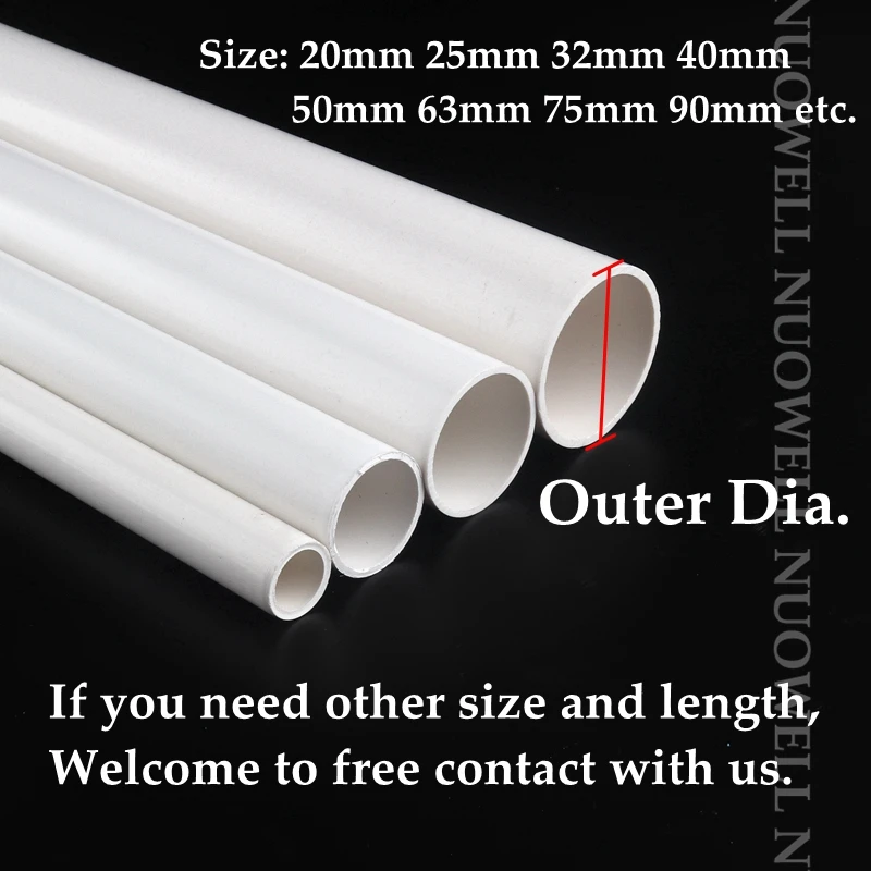 1pc O.D 20~90mm White UPVC Pipe Aquarium Fish Tank Tube Hydroponic Planting Frame Experimental Pipe Garden Fittings 50CM Long