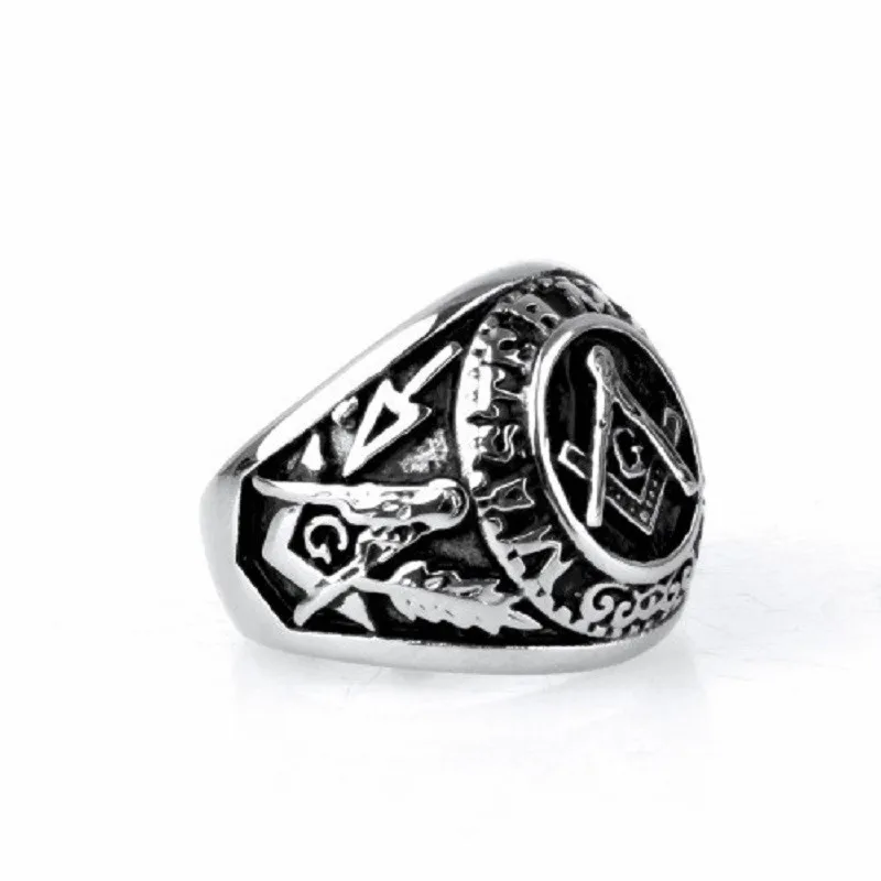 Master Mson Freemason Men\'s Silver color Ring Free Mason Stainless Steel Masonic Ring