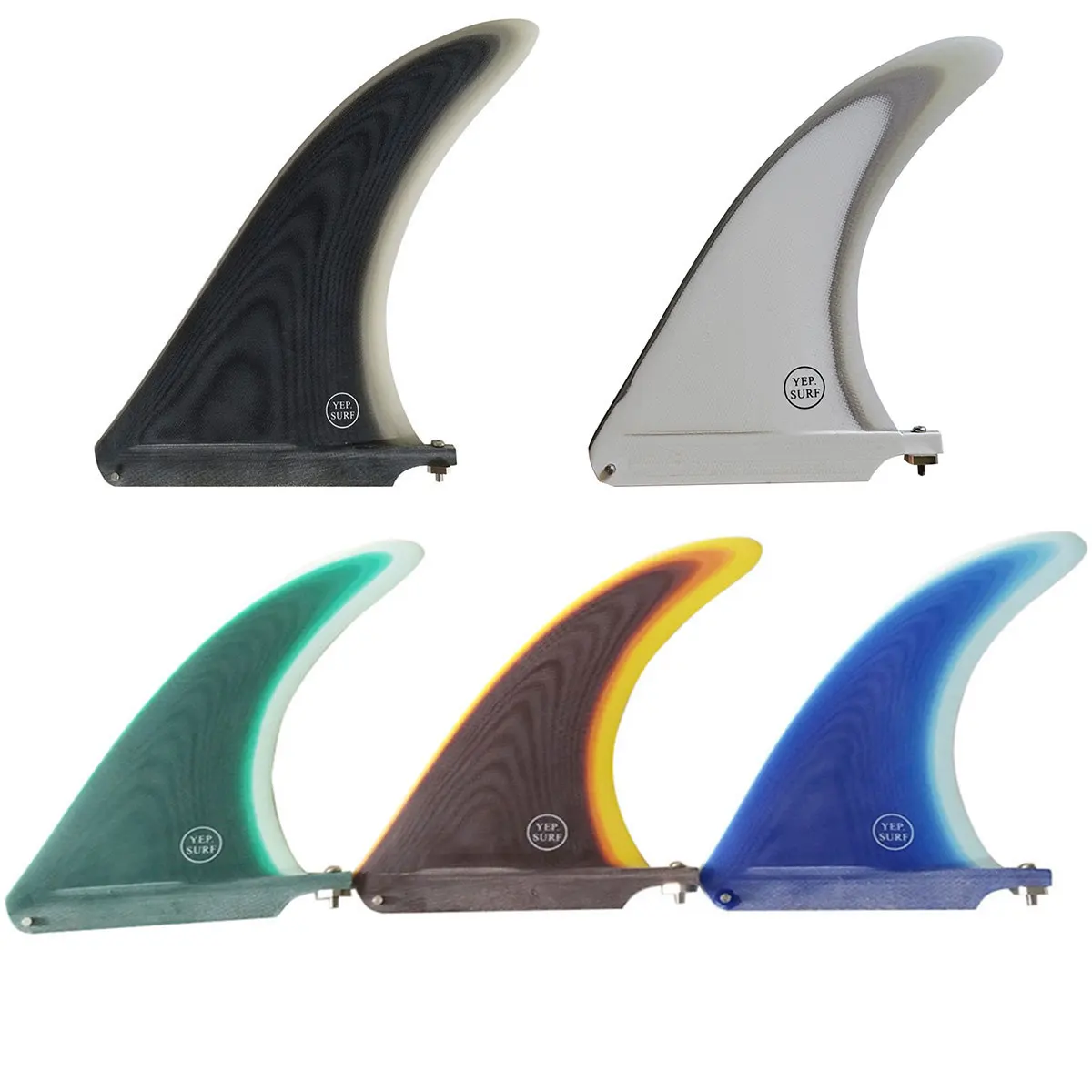 Surfboard fin Center single box fin longboard 7/8/9/10.25/11 inch White/Blue/Black/Brown/Green SUP accessories Fin YepSurf Logo