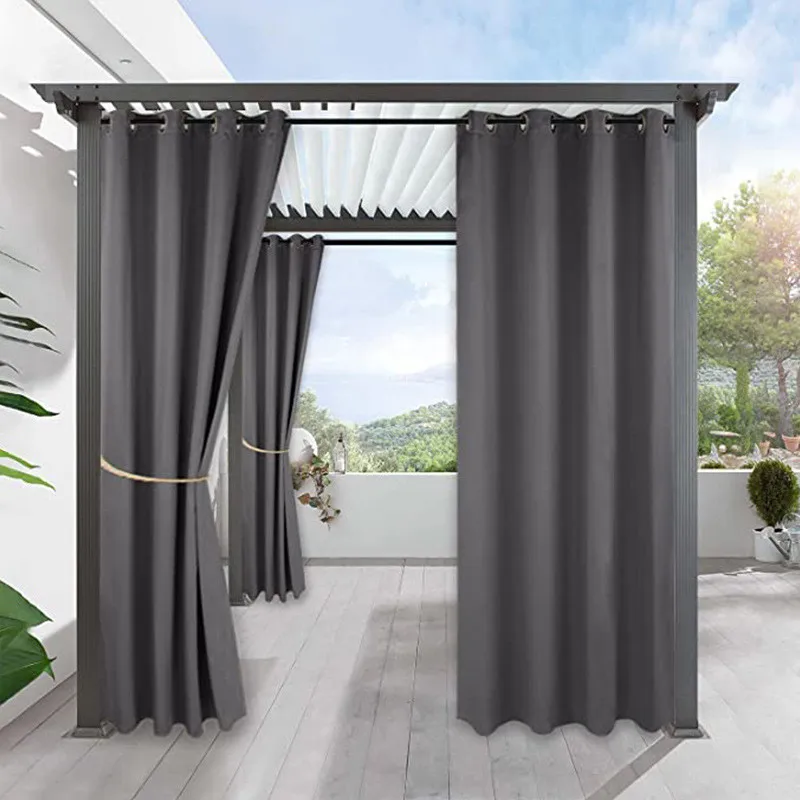 Waterproof Pergola Outdoor Curtains Terrace Drape Blackout Curtain Blocking Fade Resistant for Porch Beach Patio Garden Gazebo