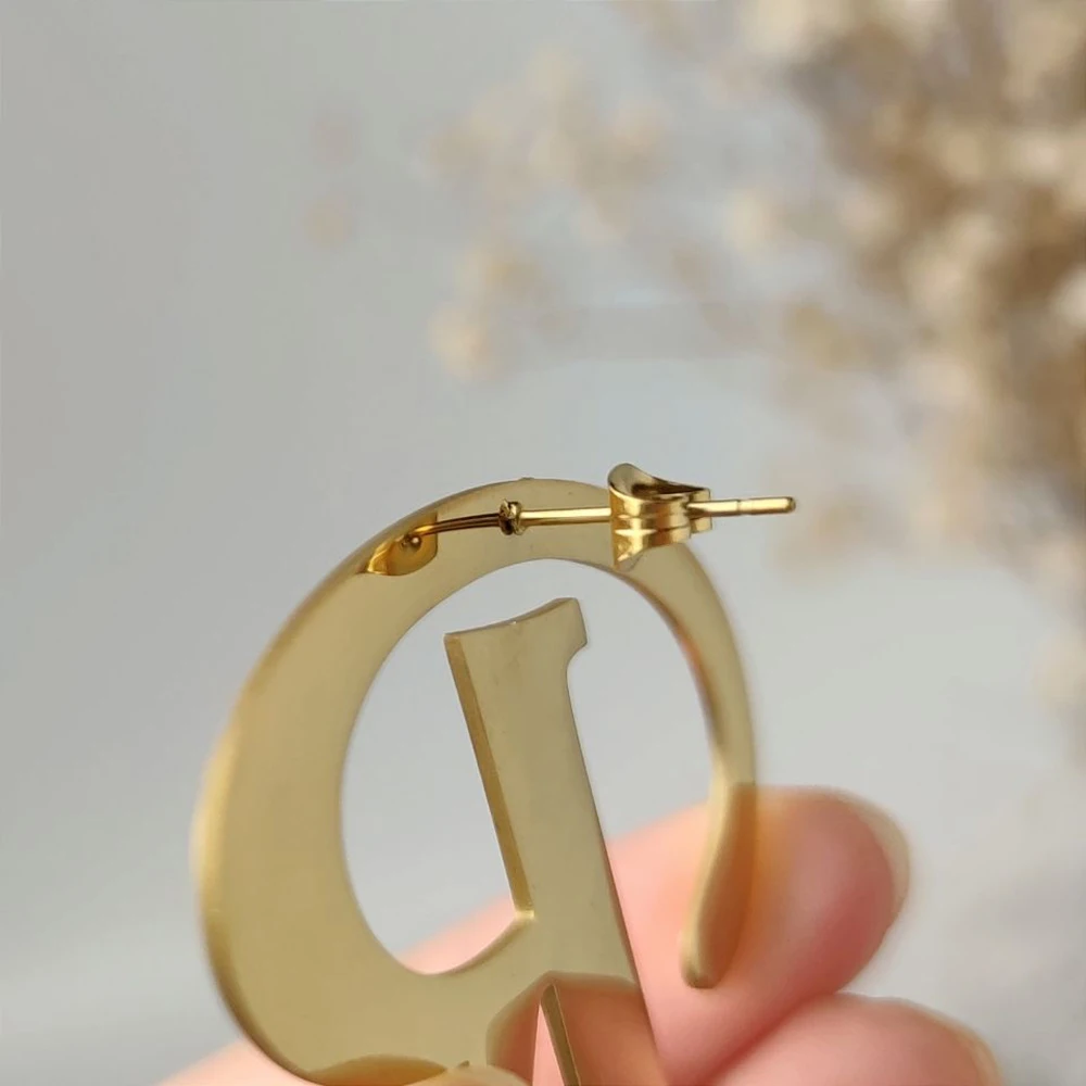 Pendientes personalizados con letras e iniciales para mujer y niña, joyería con nombre, color dorado, regalo