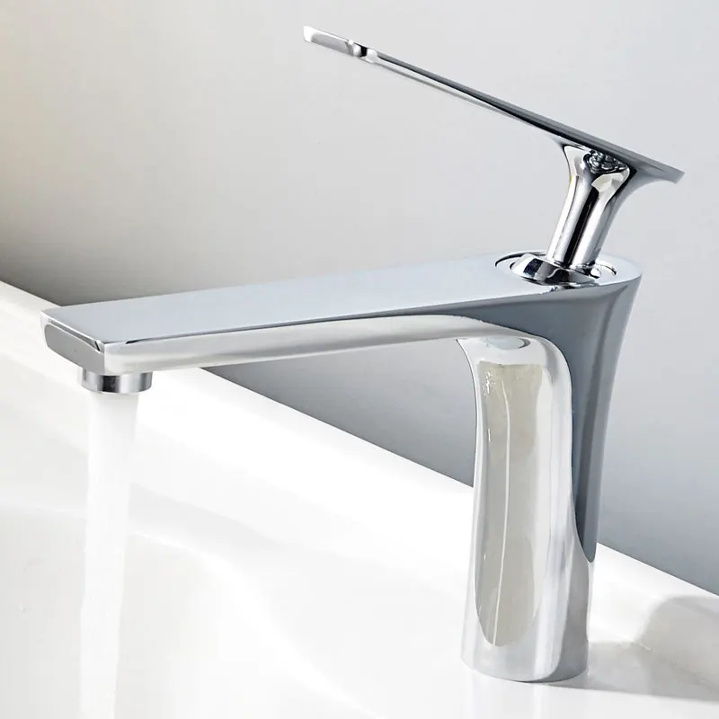 

Basin Sink Faucet Single Lever Brass Hot And Cold Water Tap Deck Mounted Bathroom Vessel Sink Mixers Single Hole Waterfall Taps