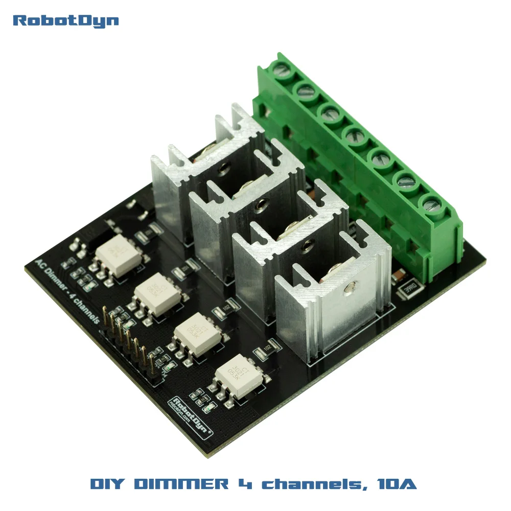 AC Light Dimmer Module, 4 Channel, 3.3V/5V logic, AC 50/60hz, 110V~400V, 10A per channel