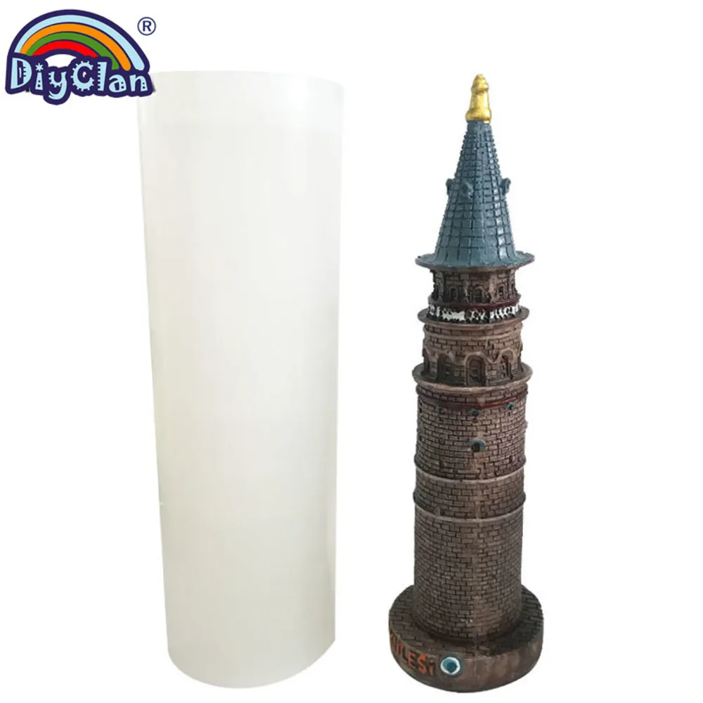 3D Tower Silicone Candle Mold Galata Tower Shape DIY Ornaments Decoration Mould Handmade Making Plaster Resin Crafts Molds