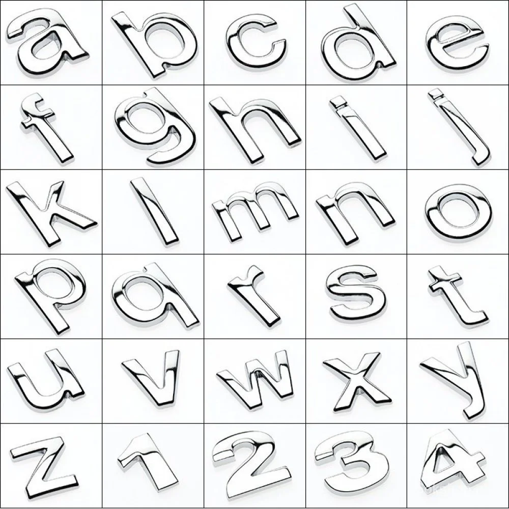 1 pz 3D decalcomanie per auto 25mm metallo fai da te maiuscole numeri e lettere cromate adesivi Exterio piccolo alfabeto personalizza per moto