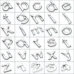 1PCS 3D Car Decals 25mm Metal Diy Lower Case Chrome Numbers And Letters Stickers Exterio Small Alphabet Customize For Motorcycle