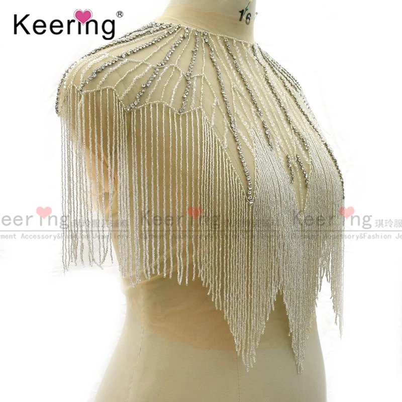 Imagem -06 - Hand-made Cachoeira Dangling Rhinestone Applique Corpo Vestido de Festa Wdp342