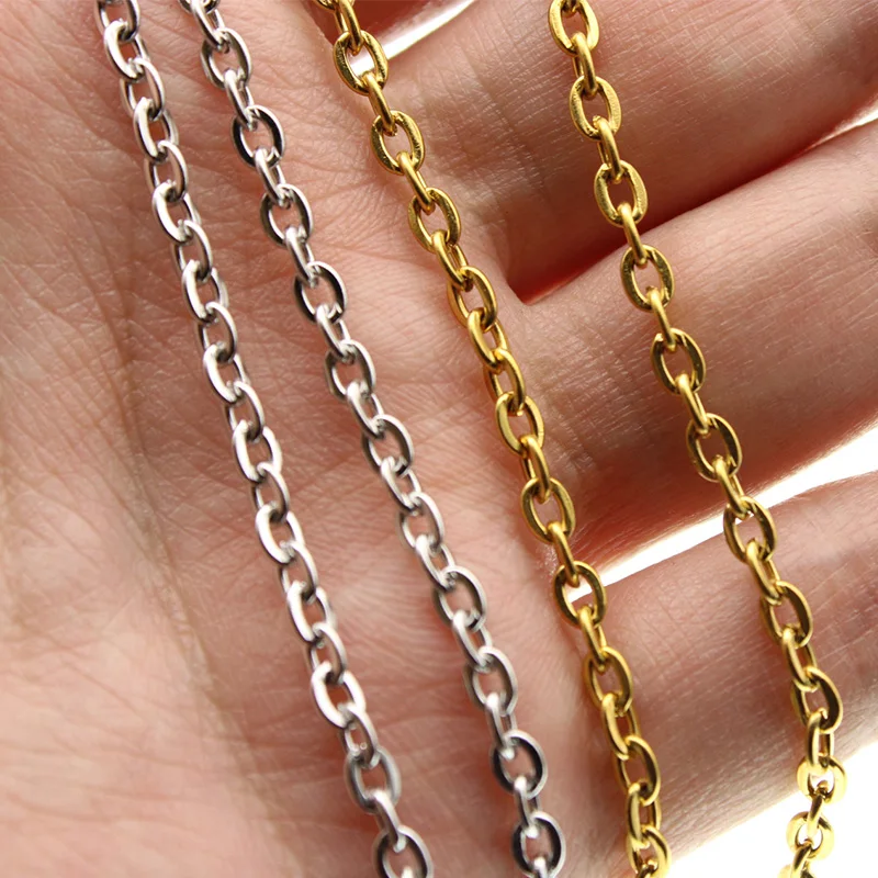 5m/lot Stainless Steel Cable Link Chain Bulk for Silver Gold 1.5mm 2mm 2.5mm 3mm Chain Necklace DIY Jewelry Findings Materials