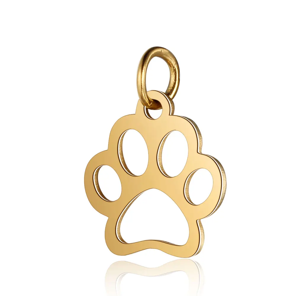 5pcs/lot Stainless Steel Pet Dog Paw Print diy Jewelry Making Charm Wholesale Unicorn Necklace Pendant Bracelet Connector Charms