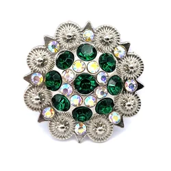 Conchos de Metal con diamantes de imitación para decoración de cinturón, accesorios de Metal personalizados, Color verde, venta al por mayor, 12 unids/lote