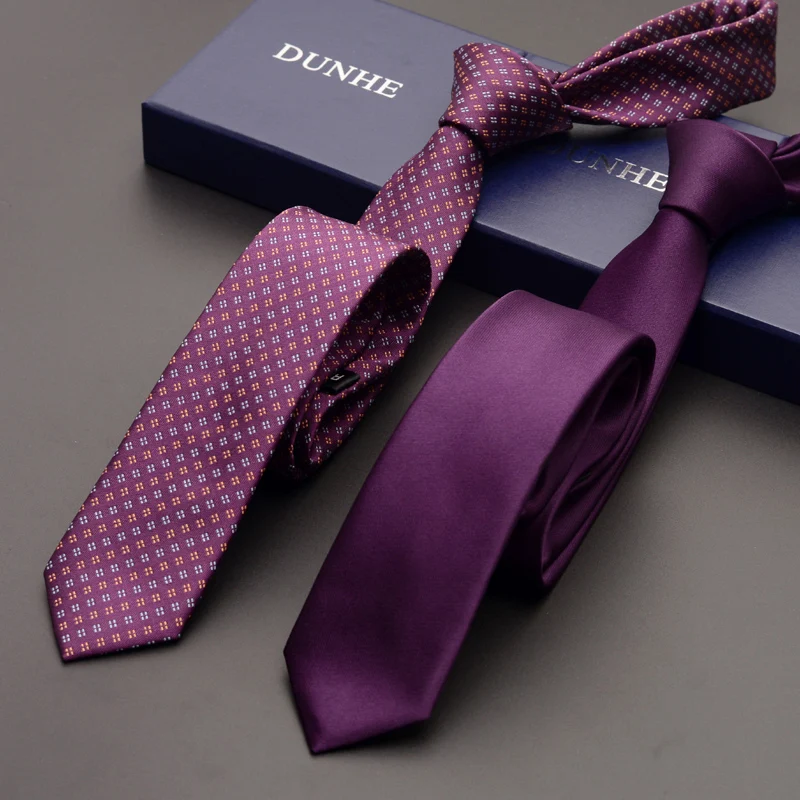 High Quality Purple Stripes 5cm Narrow edition Men's Tie Fashionable Shirt Accessory Business Banquet Hand Tie a Knot Necktie