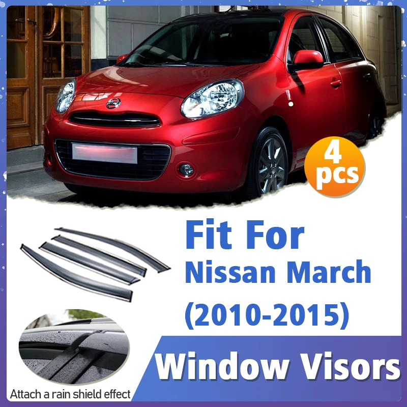 

Window Visor Guard for Nissan March 2010-2015 Vent Cover Trim Awnings Shelters Protection Sun Rain Deflector Auto Accessories