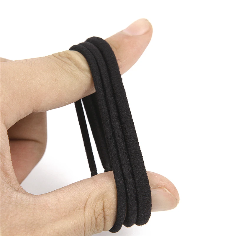 50pcs Black Hair Bands for Women Girls Step Size Hair Elastic Rubber Bands Basic Hair Ties Rope Ponytail Holder Hairbands Thick