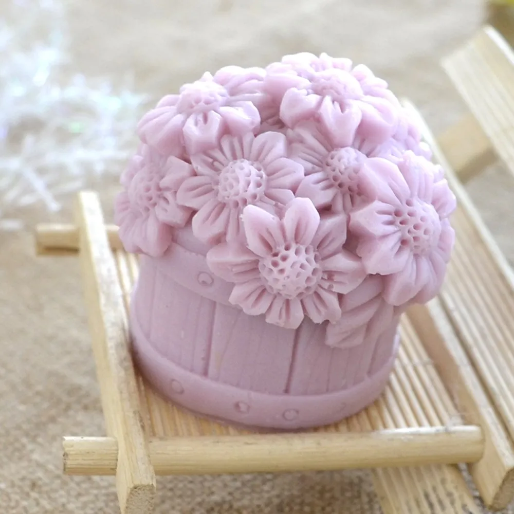 Flower Basket Design Soap Mold, Candle Wax Melt Silicone Mold, Chocolate Mousse Cake Molds, Decorated Resin Gypsum Craft Molds