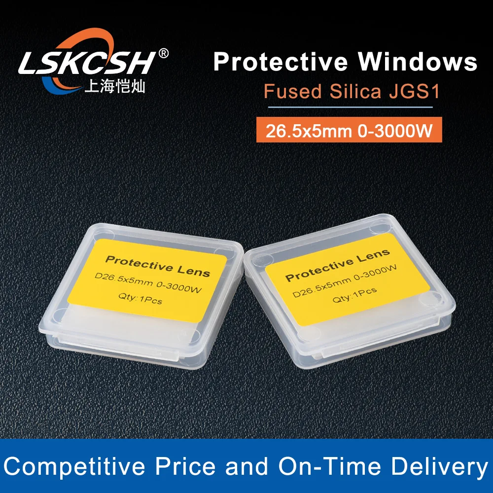 LSKCSH 10Pcs/Lot Fiber Laser Protective Windows Cover Glass 26.5x5mm 0-3000W for  Fiber Laser Cutting Head Machines